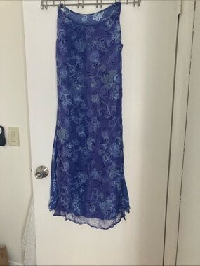 Blue Floral Maxi dress- Elegant Flowing Silhouette